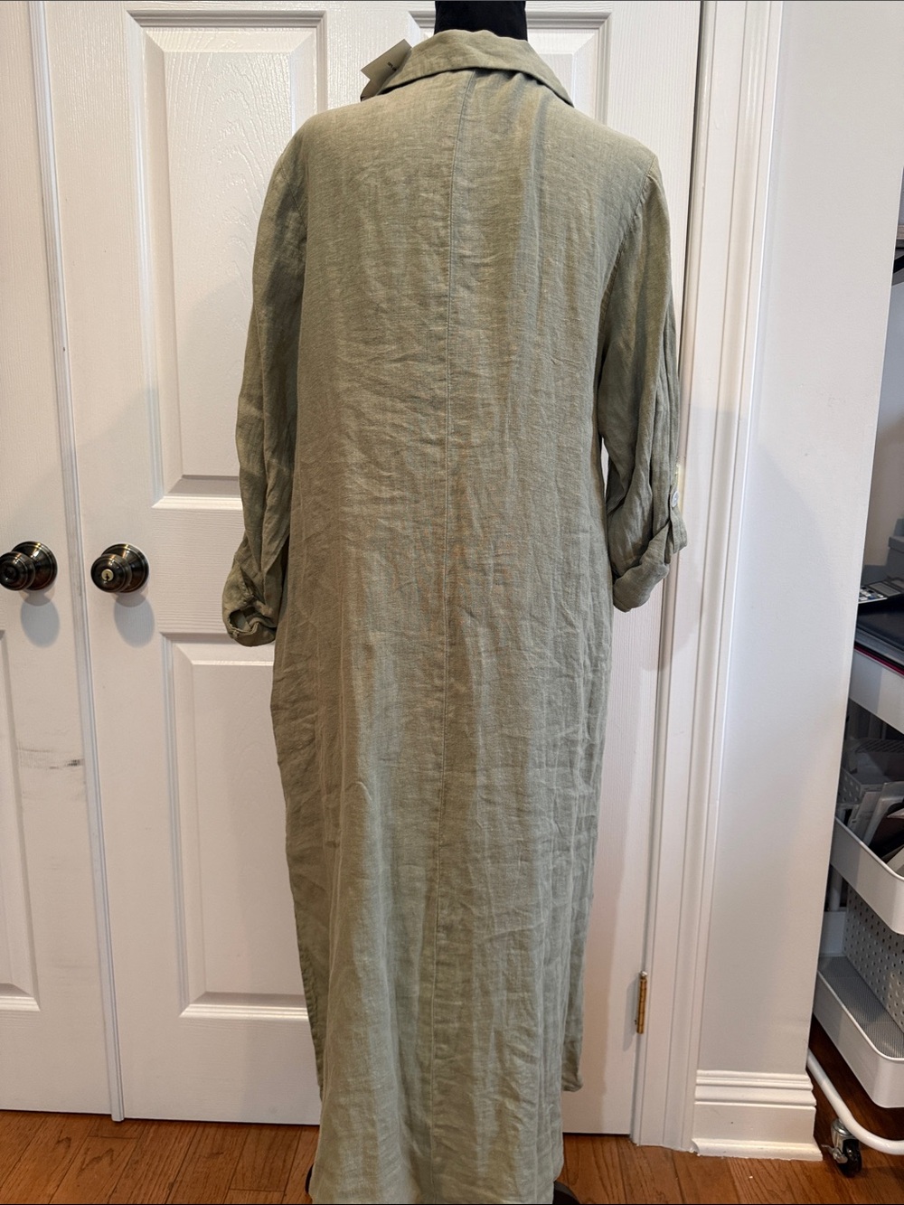 Zara Olive Green Long Button-Down Maxi Dress - Picture 4 of 4